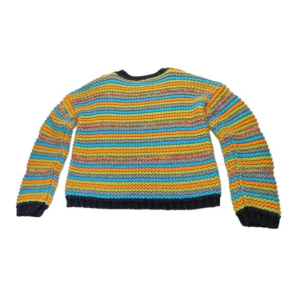 Sundance Chunky Eudora Fisherman Rainbow Multicolor Pullover Sweater Large - Picture 2 of 6